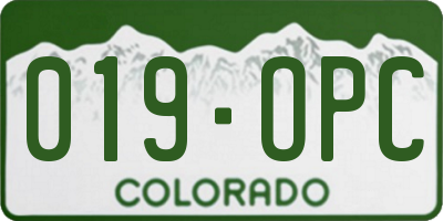 CO license plate 019OPC