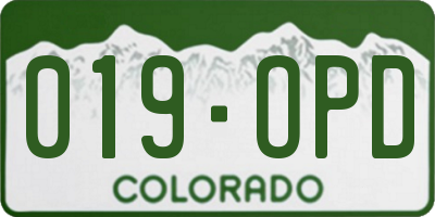 CO license plate 019OPD
