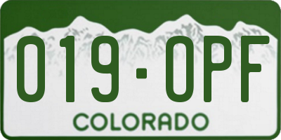 CO license plate 019OPF