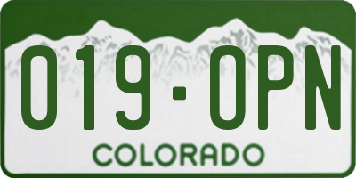 CO license plate 019OPN