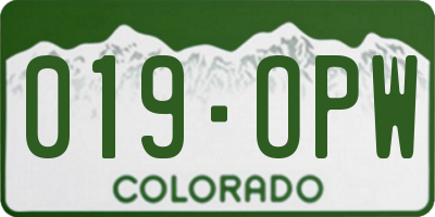 CO license plate 019OPW