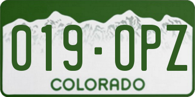 CO license plate 019OPZ