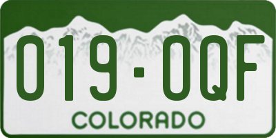 CO license plate 019OQF