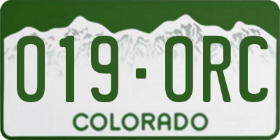 CO license plate 019ORC