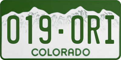 CO license plate 019ORI