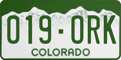 CO license plate 019ORK