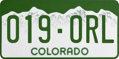 CO license plate 019ORL