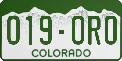 CO license plate 019ORO
