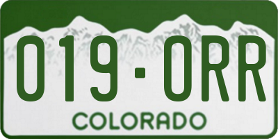 CO license plate 019ORR