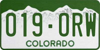 CO license plate 019ORW