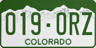 CO license plate 019ORZ