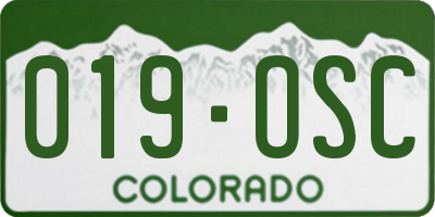 CO license plate 019OSC