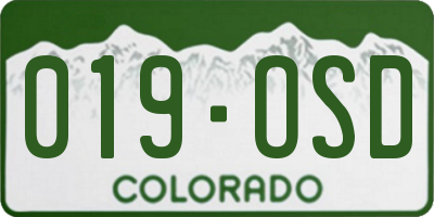 CO license plate 019OSD