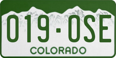 CO license plate 019OSE