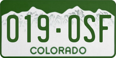 CO license plate 019OSF