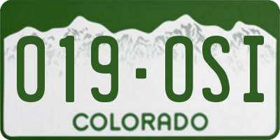 CO license plate 019OSI