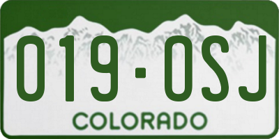 CO license plate 019OSJ