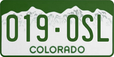 CO license plate 019OSL