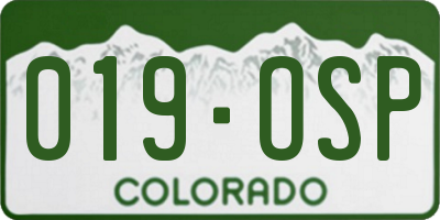 CO license plate 019OSP