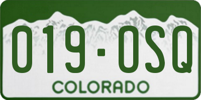 CO license plate 019OSQ