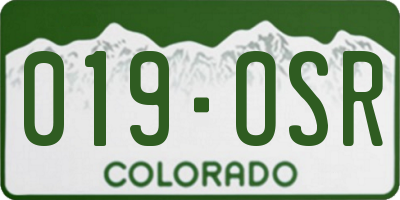 CO license plate 019OSR