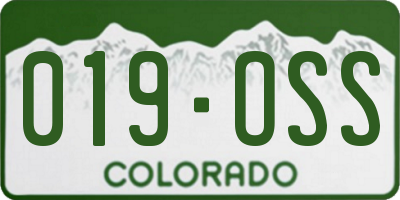 CO license plate 019OSS