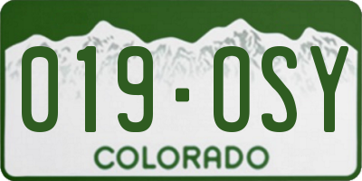 CO license plate 019OSY