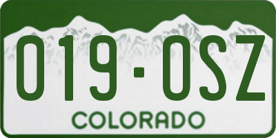 CO license plate 019OSZ