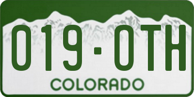 CO license plate 019OTH