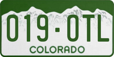 CO license plate 019OTL