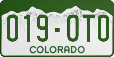 CO license plate 019OTO