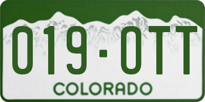 CO license plate 019OTT