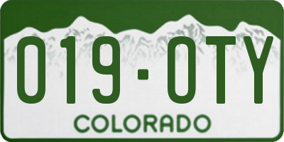 CO license plate 019OTY