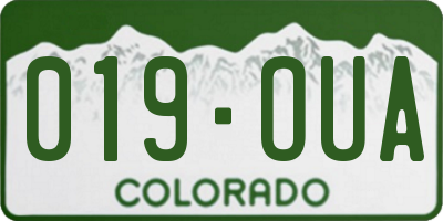 CO license plate 019OUA