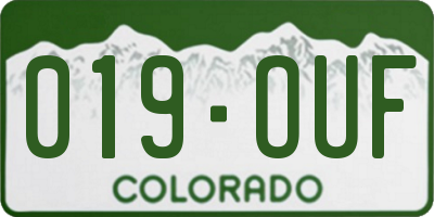 CO license plate 019OUF