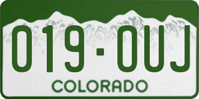 CO license plate 019OUJ