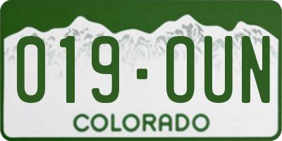 CO license plate 019OUN