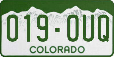 CO license plate 019OUQ