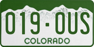 CO license plate 019OUS