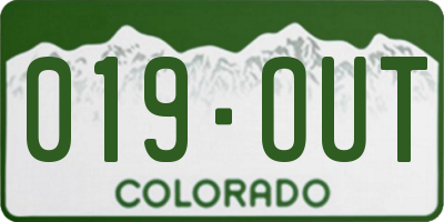 CO license plate 019OUT