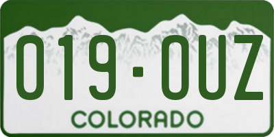 CO license plate 019OUZ