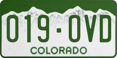 CO license plate 019OVD