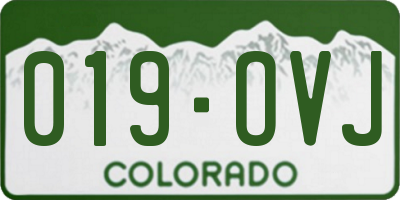 CO license plate 019OVJ