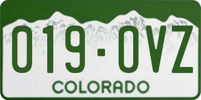 CO license plate 019OVZ