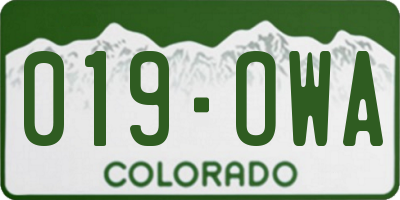 CO license plate 019OWA