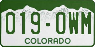 CO license plate 019OWM