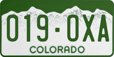 CO license plate 019OXA