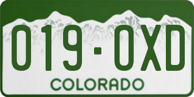 CO license plate 019OXD