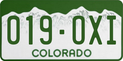 CO license plate 019OXI