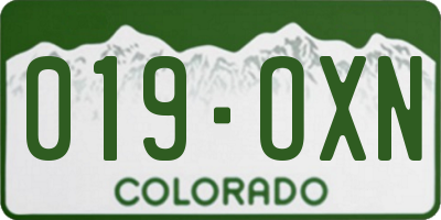 CO license plate 019OXN